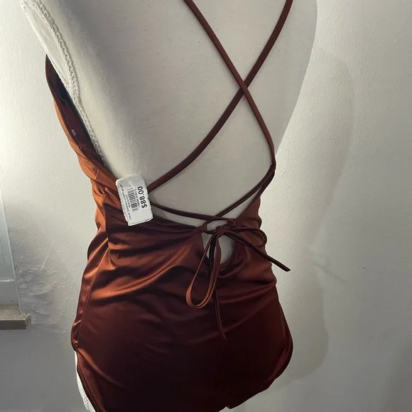 CALIA by Carrie Underwood Deep V-Neck Brown Swimsuit - Picture 4 of 8